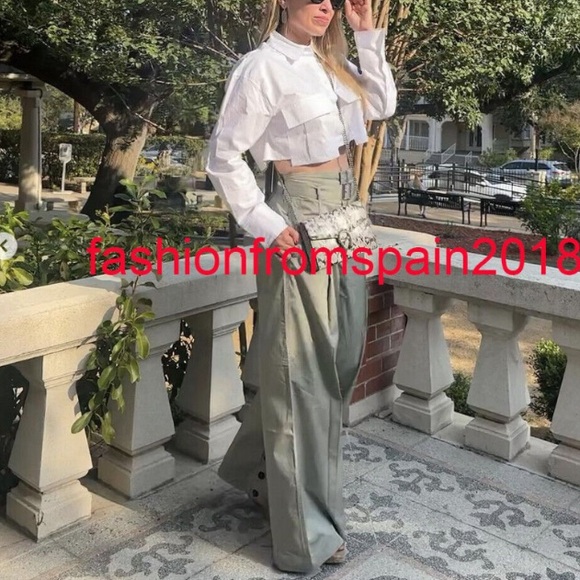 Zara Belted Full Length Wide Pants - Picture 3 of 7